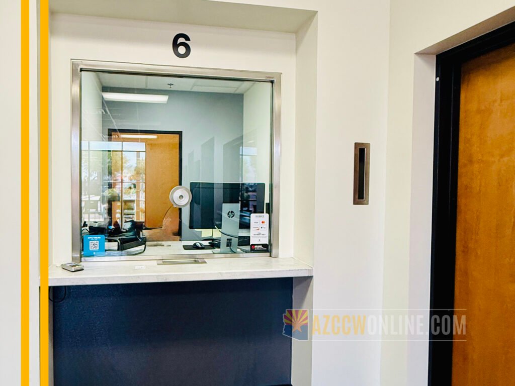 Counter 6 at the Arizona Department of Public Safety Public Service Center where Concealed Carry Weapons Permit (CWPU) visitors are assisted by a department representative.
